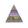 Orgoniet piramide atlantisiet met maria magdelena lemurian kristalpunt gewikkeld in koper met kleur geelgroen, lichtgroen, paars, lilaMSOP-SOPAT1521 Achteraanzicht